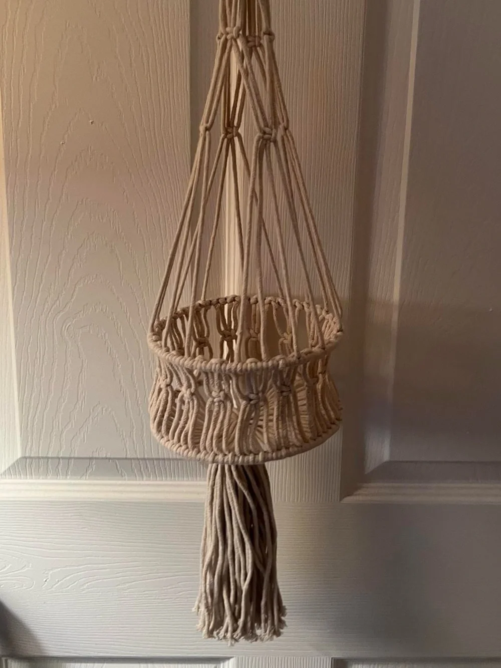 set of 2 ivory macrame plant holders